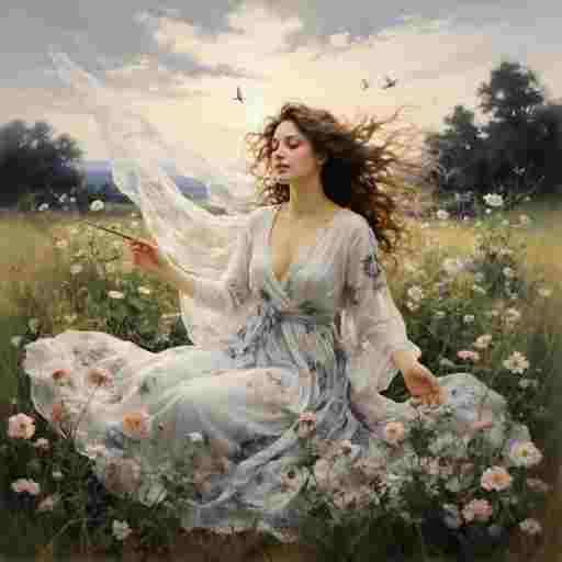 Красивая в цветущем